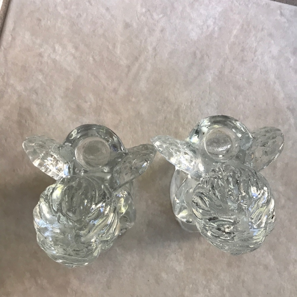 Pair of Clear Crystal  Angels  Candleholders - Picture 3 of 12